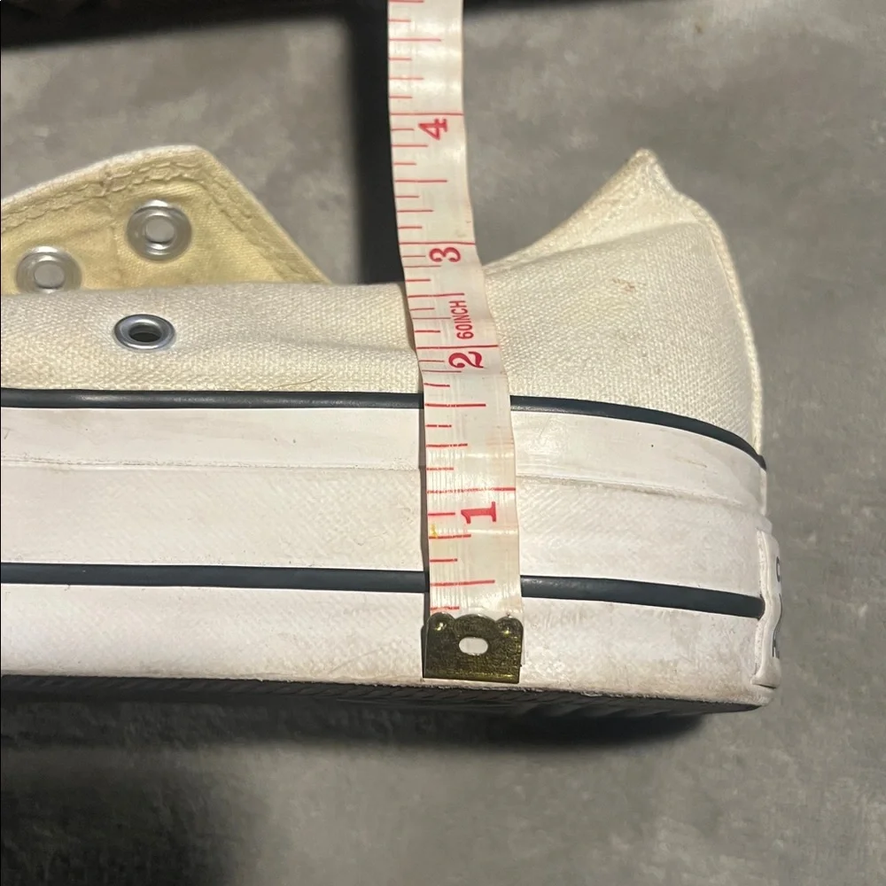 Classic Cream Canvas Platform Chuck Taylor All Stars. No laces. Used condition. - Picture 9 of 9